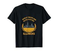 Illustration des champs de blé de l'Illinois Pride et de la ligne d'horizon de Chicago T-Shirt