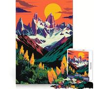 Illustration des Montagnes de Patagonie,Argentine Puzzle de 1000 pièces pour Adolescents,Stimulant la mémoire et offrant Un Divertissement paisible Découpe Nette, (50x75cm)