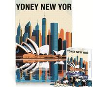 Illustration des panoramas de Sydney et de New York Puzzle de 1000 pièces pour Adolescents Jeu Intelligent et Convivial Découpe Lisse Liste de souhaits du Père Noël 38x26cm