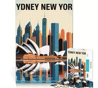 Illustration des panoramas de Sydney et de New York Puzzle de 1000 pièces pour Adolescents Jeu Intelligent et Convivial Découpe Lisse Liste de souhaits du Père Noël 38x26cm