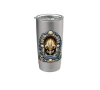 Illustration d'héraldique nautique en coquillage Fleur de Lis Gobelet isotherme en acier inoxydable double paroi