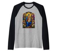 Illustration d'icône catholique médiévale de Marie et de l'enfant Anges Manche Raglan