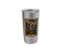 Illustration d'icône de style manuscrit Saint Michel l'archange Gobelet isotherme en acier inoxydable double paroi