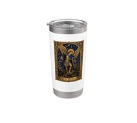 Illustration d'icône de style manuscrit Saint Michel l'archange Gobelet isotherme en acier inoxydable double paroi