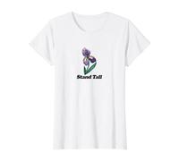 Illustration d'iris Violet Debout T-Shirt Graphique avec Valeur, Femme, Blanc, L