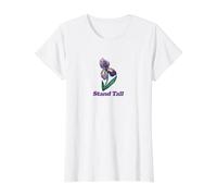 Illustration d'iris Violet Debout T-Shirt Graphique avec Valeur, Femme, Blanc, M