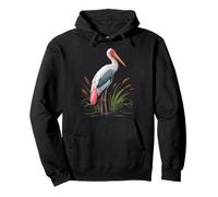 Illustration d'oiseau Cigogne Peinte sur Les Terres humides Tropicales Sweat à Capuche