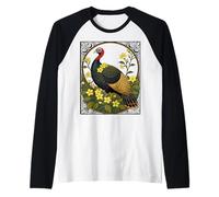 Illustration d'oiseaux Sauvages de Dinde et de Jasmin Manche Raglan