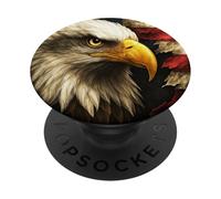 Illustration Drapeau américain Aigle - Symbole de Design réaliste féroce PopSockets PopGrip Adhésif
