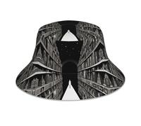 Illustration Dream Chapeau de pêcheur imprimé double face, chapeau de soleil unisexe plein air alpinisme chapeau de soleil pliable voyage plage pêche chapeau de soleil noir