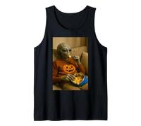 Illustration drôle d'alien sur Le canapé de Pomme de Terre UFO Art Snack Lover Débardeur