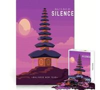 Illustration du Jour du Silence à Bali Puzzle de 1000 pièces pour Adultes Exercice de raisonnement Évasion méditative Bords de qualité supérieure Cadeau de Vacances (38x26cm)