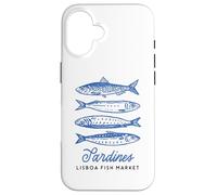 Illustration du marché aux Poissons Vintage aux Sardines de Lisbonne, Portugal Coque pour iPhone 16