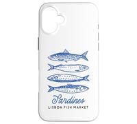 Illustration du marché aux Poissons Vintage aux Sardines de Lisbonne, Portugal Coque pour iPhone 16 Plus