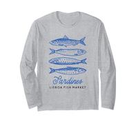 Illustration du marché aux Poissons Vintage aux Sardines de Lisbonne, Portugal Manche Longue
