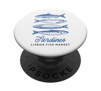 Illustration du marché aux Poissons Vintage aux Sardines de Lisbonne, Portugal PopSockets PopGrip Adhésif