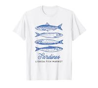 Illustration du marché aux poissons vintage aux sardines de Lisbonne, Portugal T-Shirt