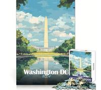 Illustration du Monument de Washington DC Puzzle de 1000 pièces pour Adultes pour stimuler la réflexion, se détendre et s'amuser Art découpé Idée Cadeau de Noël (50x75cm)