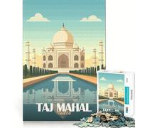 Illustration du Taj Mahal Puzzle de 1000 pièces pour Adolescents Jeu de logique Stimulant et Relaxant Idée Cadeau d'anniversaire 50x75cm