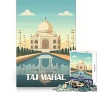 Illustration du Taj Mahal Puzzle de 1000 pièces pour Adolescents Jeu de logique Stimulant et Relaxant Idée Cadeau d'anniversaire 50x75cm