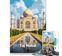 Illustration du Taj Mahal Puzzle de 1000 pièces pour Adolescents Stimule la mémoire, se détend, Bords précis, 38x52cm
