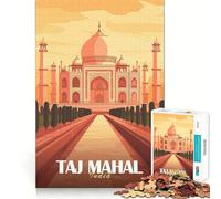 Illustration du Taj Mahal Puzzle de 1000 pièces pour Adultes Jeu de réflexion apaisant et divertissant Qualité supérieure Cadeau d'anniversaire 50x75cm