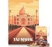 Illustration du Taj Mahal Puzzle de 1000 pièces pour Adultes Jeu de réflexion apaisant et divertissant Qualité supérieure Cadeau d'anniversaire 50x75cm