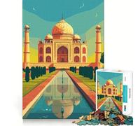 Illustration du Taj Mahal Puzzle de 1000 pièces pour Adultes Jeu de réflexion et de détente Découpe Parfaite Cadeau mémorable 38x26cm