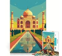 Illustration du Taj Mahal Puzzle de 1000 pièces pour Adultes Jeu de réflexion et de détente Découpe Parfaite Cadeau mémorable 50x75cm