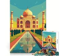 Illustration du Taj Mahal Puzzle de 1000 pièces pour Adultes Jeu de réflexion et de détente Découpe Parfaite Cadeau mémorable 38x26cm