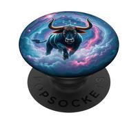 Illustration du Zodiaque Galaxy Taureau - Puissance du Taureau céleste PopSockets PopGrip Adhésif