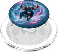 Illustration du Zodiaque Galaxy Taureau - Puissance du Taureau céleste PopSockets PopGrip pour MagSafe