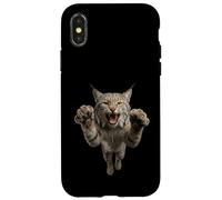 Illustration d'un Animal Sauvage Fierce Leaping Lynx Bobcat Coque pour iPhone X/XS