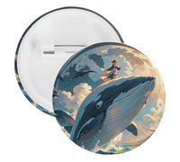 Illustration d'un badge baleine en métal - Broche légère pour sac à dos - Épingles à boutons tendance pour chemises, vestes, châles, manteaux - Unisexe, 12PCS, Fer blanc, épingles rondes en métal