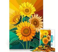 Illustration d'un Bouquet de tournesols éclatants Puzzle de 1000 pièces pour Adolescents Jeu de mémoire Amusant Emboîtement précis sans espaces Activité Amusante en Famille (50x75cm)