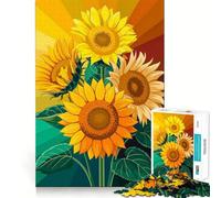 Illustration d'un Bouquet de tournesols éclatants Puzzle de 1000 pièces pour Adultes Jeu de mémoire Emboîtement précis sans espaces Activité apaisante pour Une Pause mentale (38x26cm)