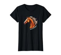 Illustration d'un Cheval Gracieux à la Force silencieuse T-Shirt Graphique avec Valeur, Femme, Noir, XL