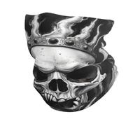 Illustration d'un Crâne avec des Cornes Une Couronne Et des Dents Acérées Homme Femme Balaclava Séchage Rapide Bande De Cheveux Multi-Usage Écharpe Tube pour Vélo Extérieur Adulte