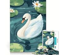 Illustration d'un Cygne dans Un étang de nénuphars pour Adultes, Puzzle de 1000 pièces Pure Logic, Jouet Peaceful Time, découpe Nette, Cadeau touchant 38x26cm