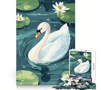 Illustration d'un Cygne dans Un étang de nénuphars Puzzle de 1000 pièces pour Adolescents, défi intellectuel, Passe-Temps Calme, découpe précise, Joli Cadeau 50x75cm