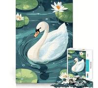 Illustration d'un Cygne dans Un étang de nénuphars Puzzle de 1000 pièces pour Adolescents, défi intellectuel, Passe-Temps Calme, découpe précise, Joli Cadeau 50x75cm