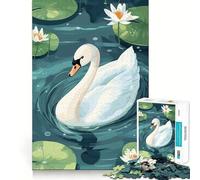 Illustration d'un Cygne dans Un étang de nénuphars Puzzle de 1000 pièces pour Adolescents développe la mémoire, se détend et s'amuse Design et Assemblage Amusants Surprise chaleureuse 38x52cm