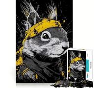 Illustration d'un écureuil au Bandana Jaune Puzzle de 1000 pièces pour Adultes Jeu de réflexion Amusant et décontracté Découpe de précision Cadeau Artistique 38x52cm