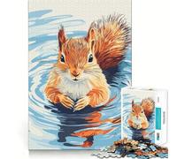 Illustration d'un écureuil nageant dans l'eau Puzzle de 1000 pièces pour Adolescents Stimule la réflexion Loisirs créatifs Cadeau Original 38x26cm
