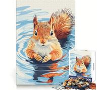 Illustration d'un écureuil nageant dans l'eau Puzzle de 1000 pièces pour Adultes Jeu de logique et de complicité Qualité supérieure Cadeau de qualité 50x75cm