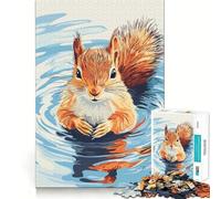 Illustration d'un écureuil nageant dans l'eau Puzzle de 1000 pièces pour Adultes Jeu de logique et de complicité Qualité supérieure Cadeau de qualité 50x75cm