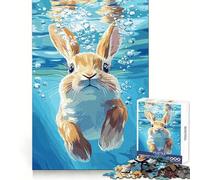 Illustration d'un Lapin sous l'eau avec des Bulles Puzzle de 1000 pièces pour Adultes et Adolescents Jeu d'adresse apaisant et Amusant Bords serrés pour Les fêtes (50x75cm)