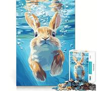 Illustration d'un Lapin sous l'eau avec des Bulles Puzzle de 1000 pièces pour Adultes et Adolescents Jeu d'adresse apaisant et Amusant Bords serrés pour Les fêtes (50x75cm)