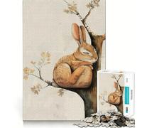 Illustration d'un lièvre endormi dans Un Arbre Puzzle de 1000 pièces pour Adultes Cadeau Stimulant la logique et l'habileté Jeu Anti-Stress Découpe précise Liste de souhaits du Père Noël 38x52cm
