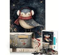 Illustration d'un Oiseau d'hiver sur Une boîte aux Lettres Puzzle de 1000 pièces,Jeu de réflexion,découpe de Haute précision,Passe-Temps Fascinant pour Les Moments de détente (38x52cm)